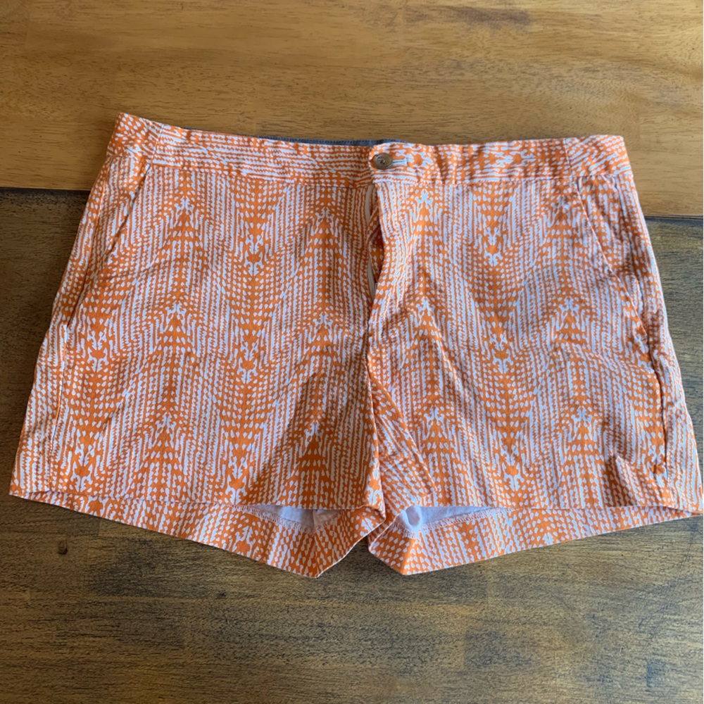 Banana Republic Orange & White Shorts 14 Hampton Fit
